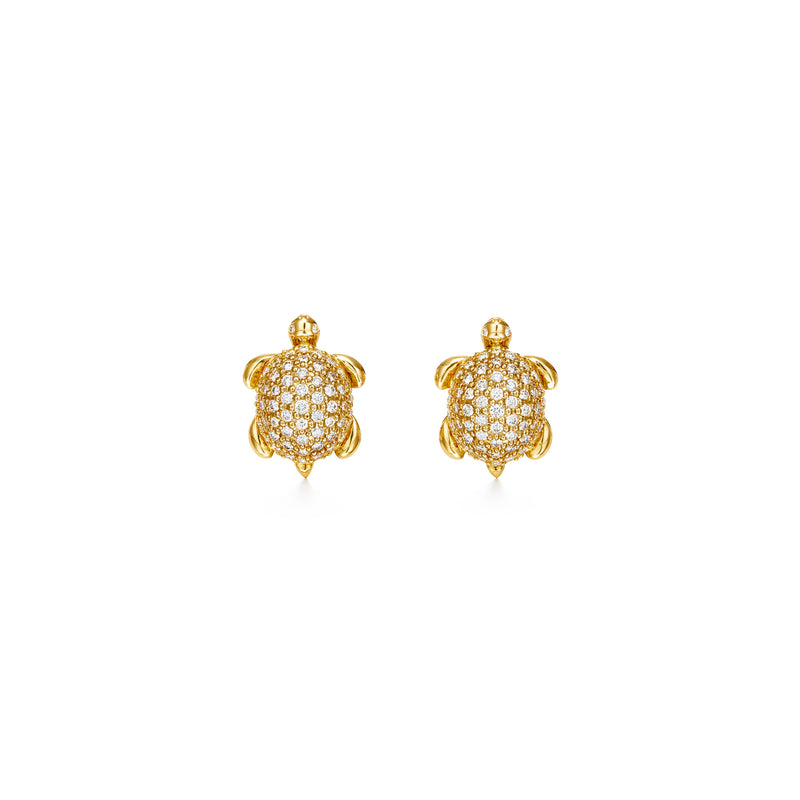 18K Diamond Turtle Earrings
