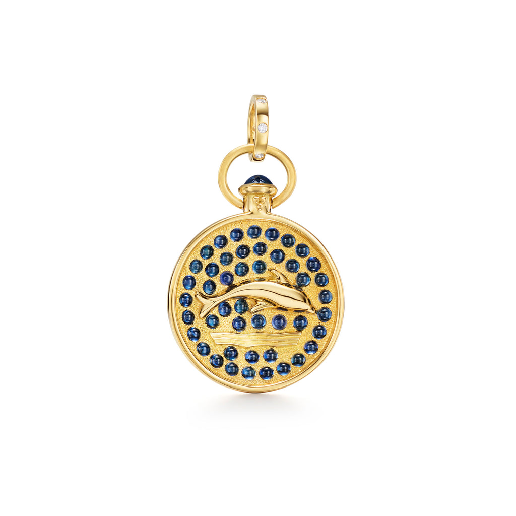 18K Blue Sapphire Dolphin Pendant – Temple St. Clair