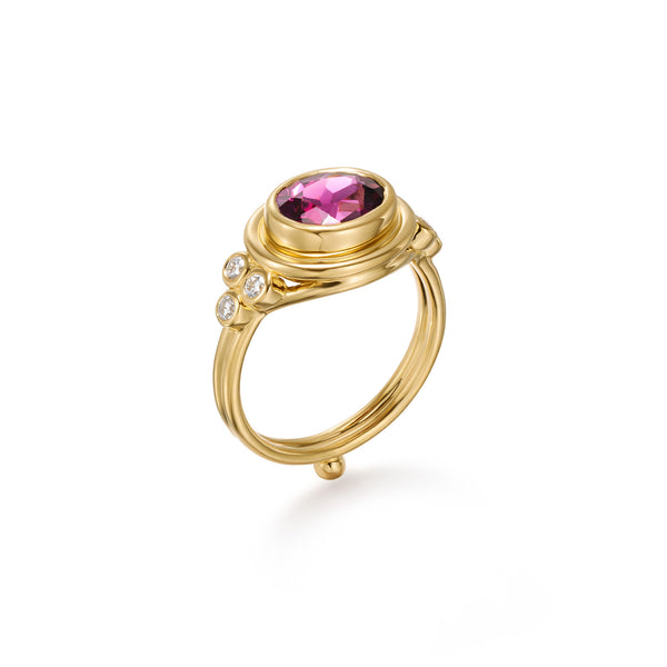 18K  Purple Garnet Classic Temple Ring