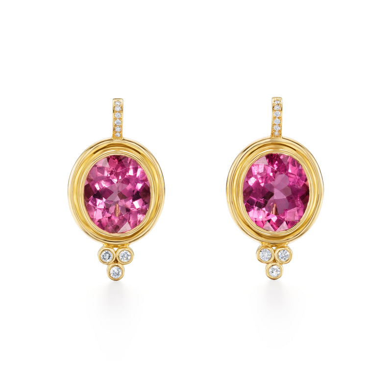 18K Pink Tourmaline Classic Temple Earrings