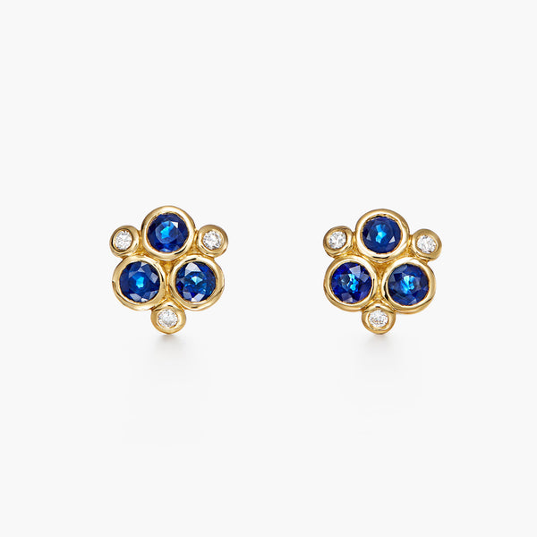 18K Blue Sapphire Trio Earrings