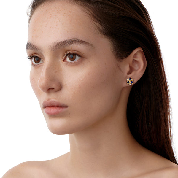 18K Blue Sapphire Trio Earrings