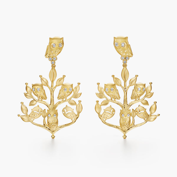 18K Owlwood Earrings
