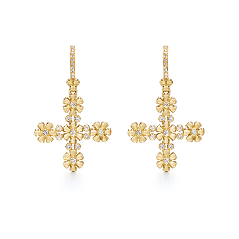 18K Fiori Cross Earrings