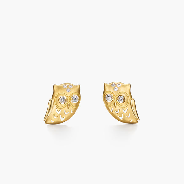 18K Owlwood Post Earrings