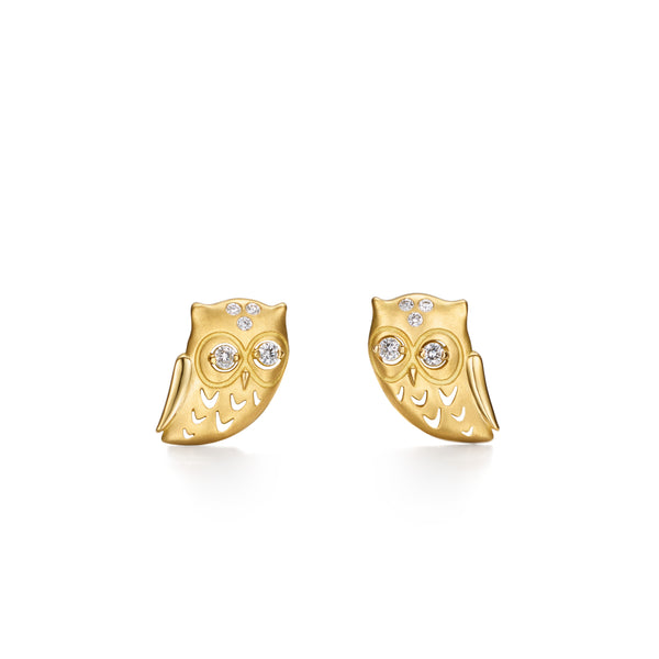 18K Owlwood Post Earrings