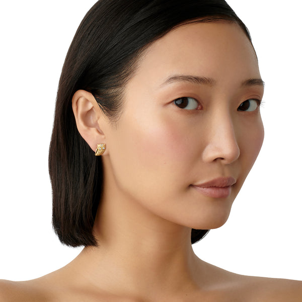 18K Owlwood Post Earrings