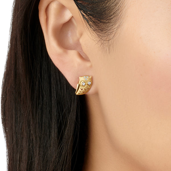 18K Owlwood Post Earrings