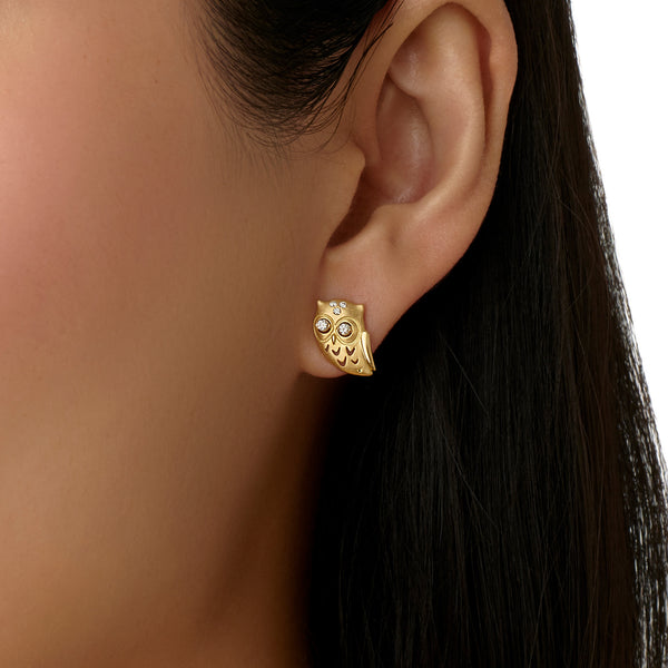 18K Owlwood Post Earrings
