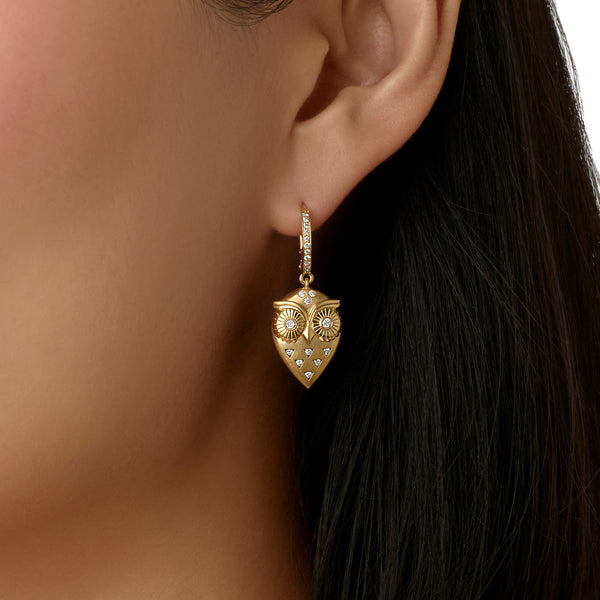 18K Triad Owl Earrings