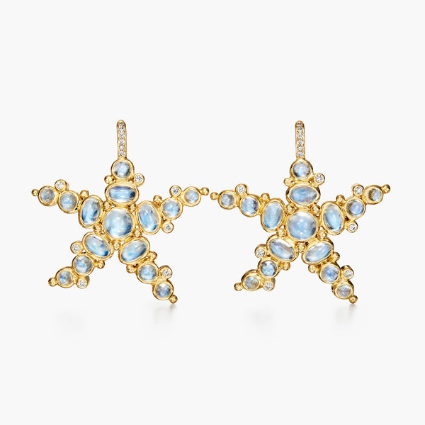 18K Blue Moon Sea Star Earrings