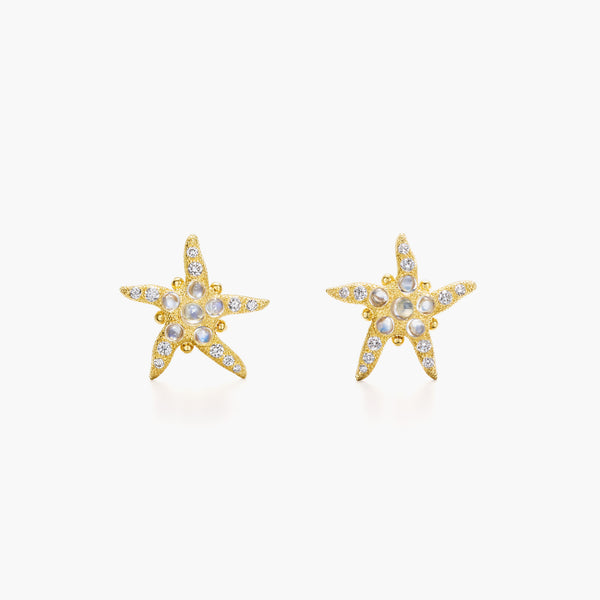 18K Blue Moonstone Sea Star Earrings