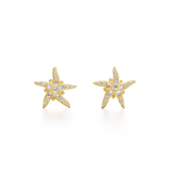 18K Blue Moonstone Sea Star Earrings
