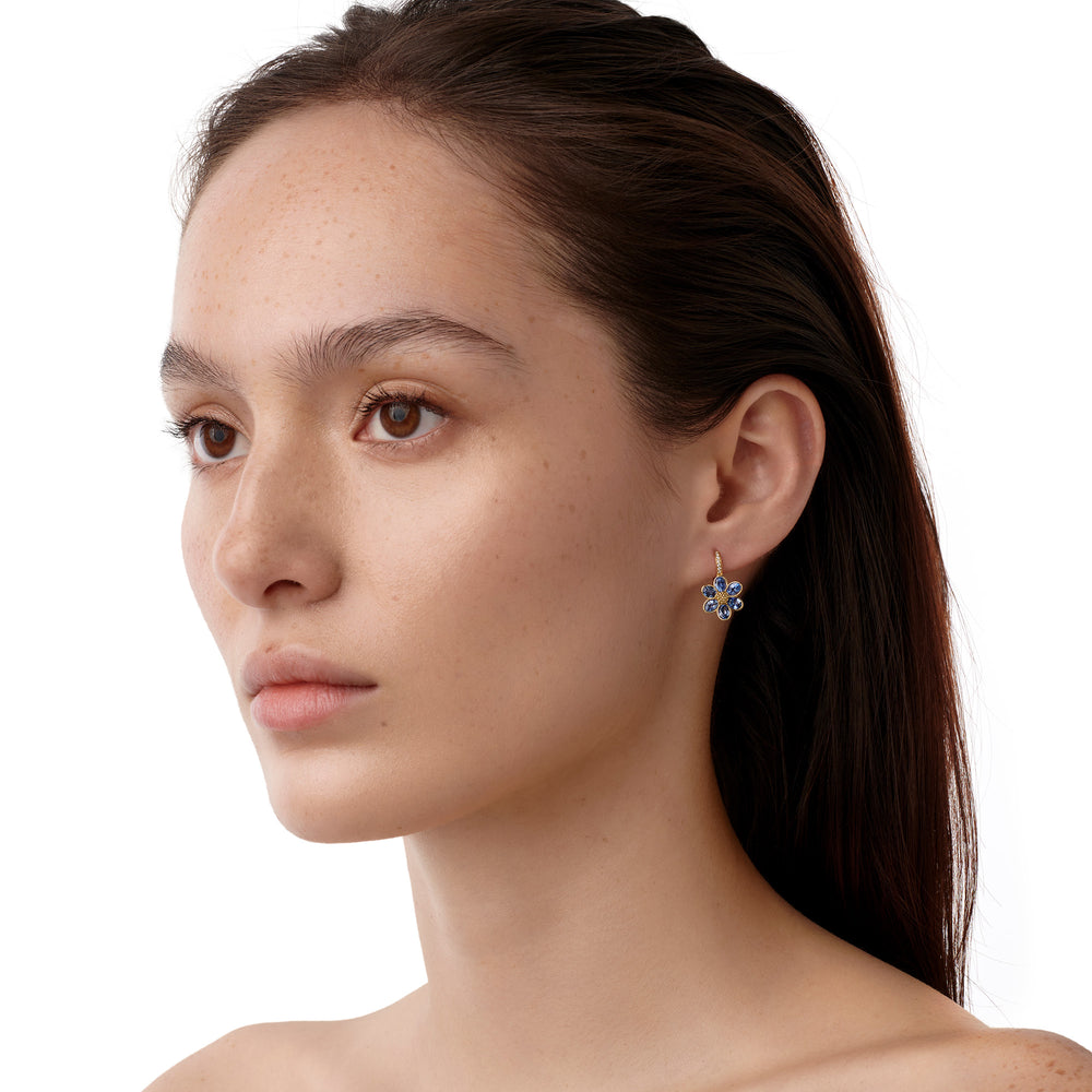 18K Blue Sapphire Fiori Earrings