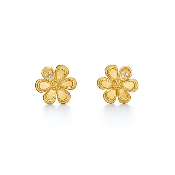 18K Golden Flower Post Earrings