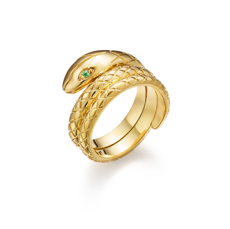 18K Tsavorite Double Serpent Ring