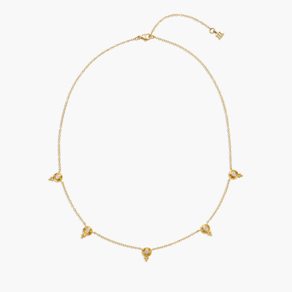 18K Five Diamond Temple Necklace