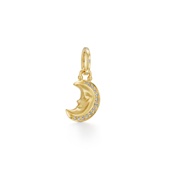 18K Blue Sapphire Crescent Moon Pendant