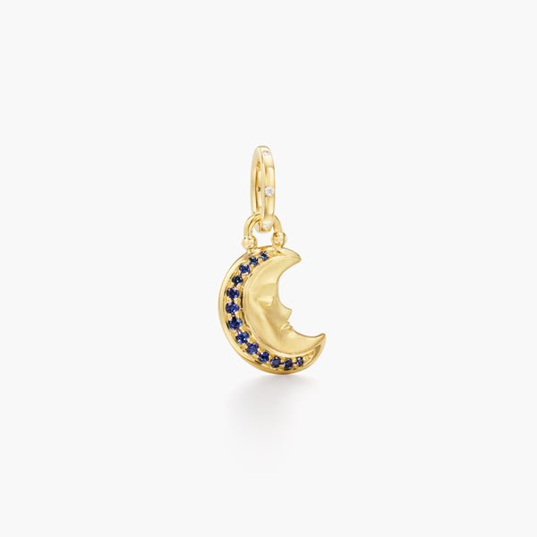 18K Blue Sapphire Crescent Moon Pendant