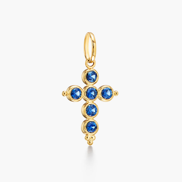 18K Blue Sapphire Cross