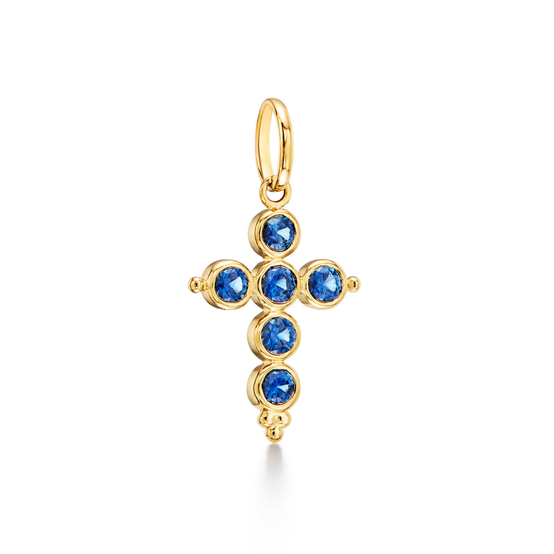 18K Blue Sapphire Cross