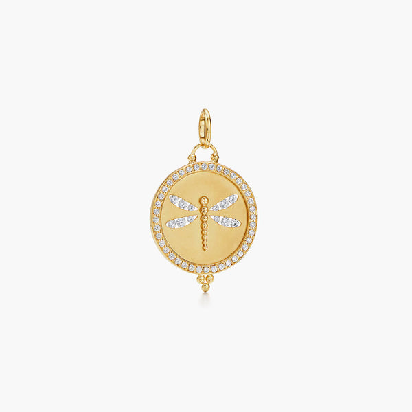18K Diamond Dragonfly Cutout Pendant