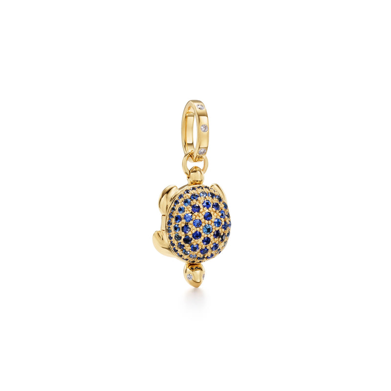 18K Blue Sapphire Pavé Turtle Locket