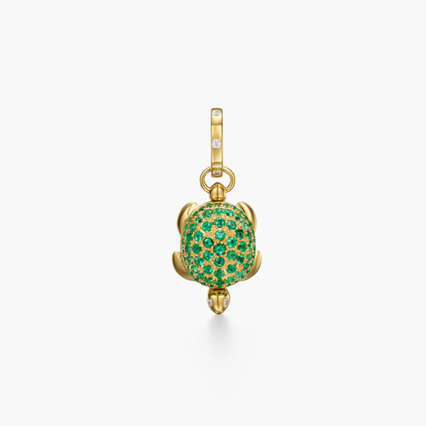 18K Emerald Pavé Turtle Locket