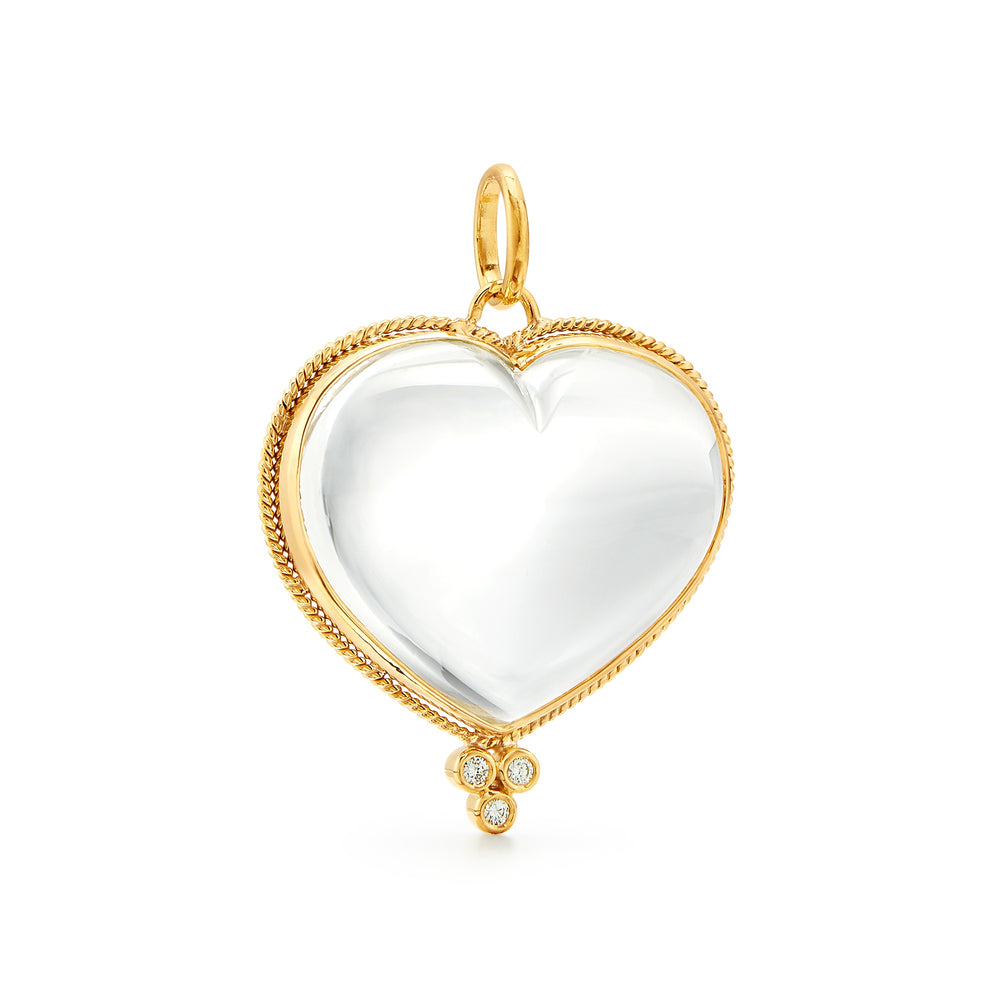 18K Rock Crystal Heart Pendant