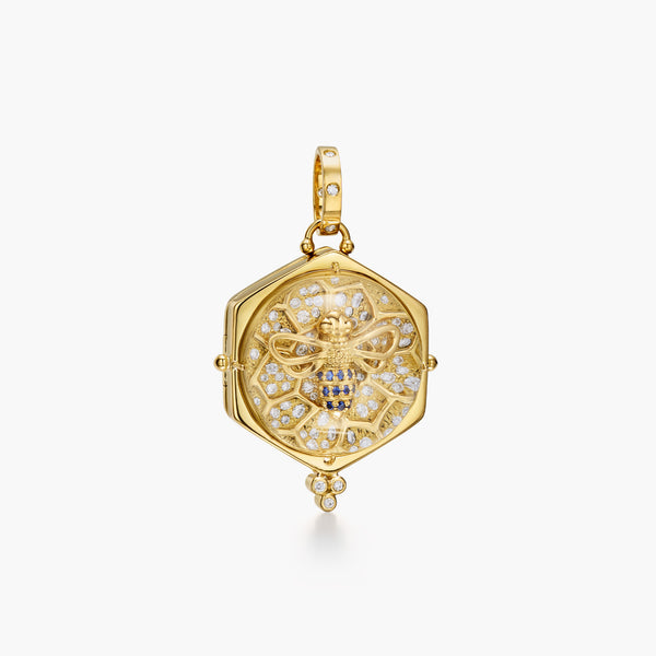 18K Beehive Crystal Locket