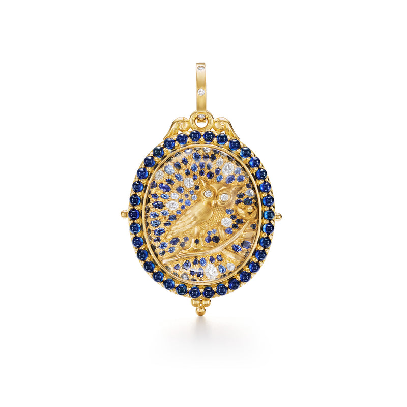 18K Blue Sapphire Nocturne Owl Locket