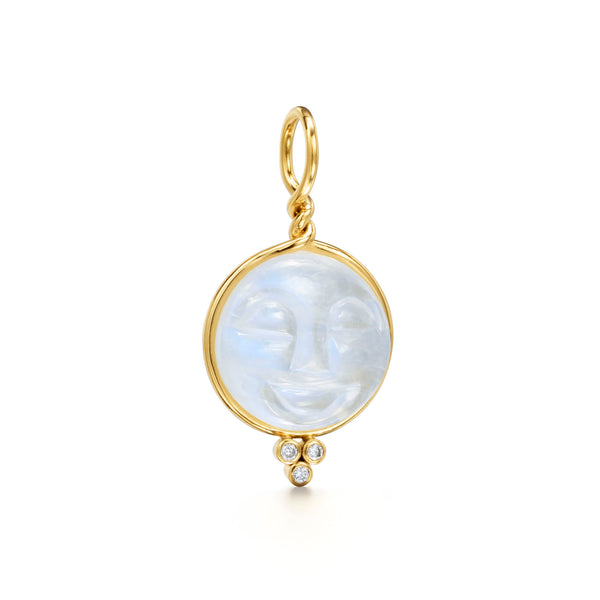 18K Blue Moonstone Moonface Pendant