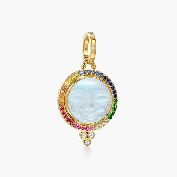 18K Rainbow Moonface Pendant