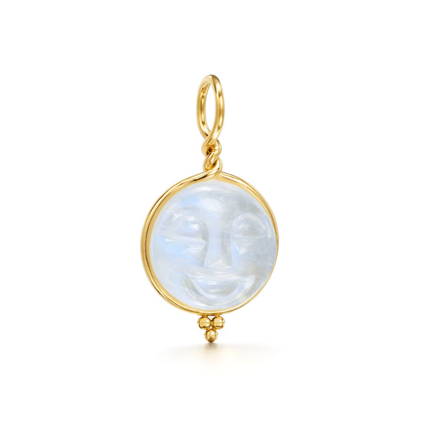 18K Blue Moonstone Moonface Pendant