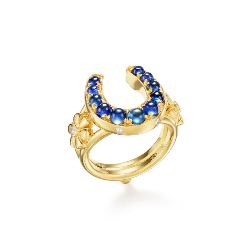 18K Sapphire Horseshoe Ring