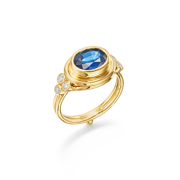 18K Sapphire Classic Temple Ring