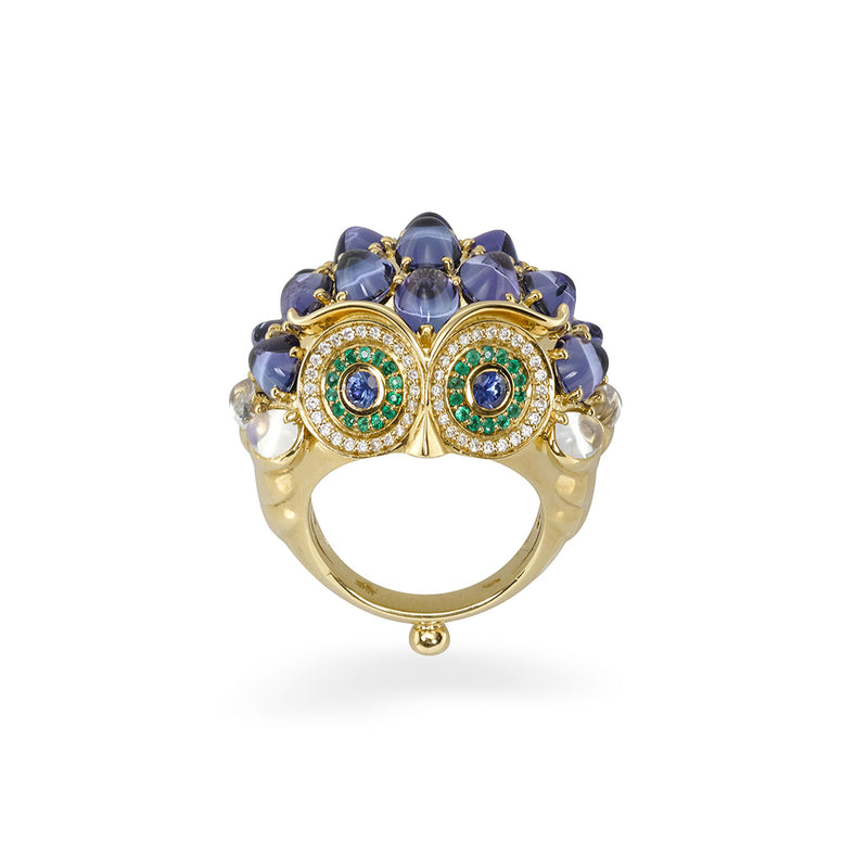 18K Tanzanite Temple Owl Ring