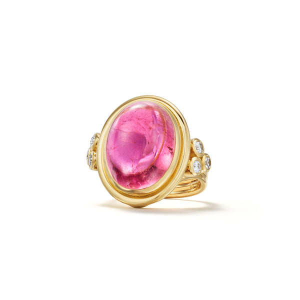 18K Pink Tourmaline Classic Temple Ring