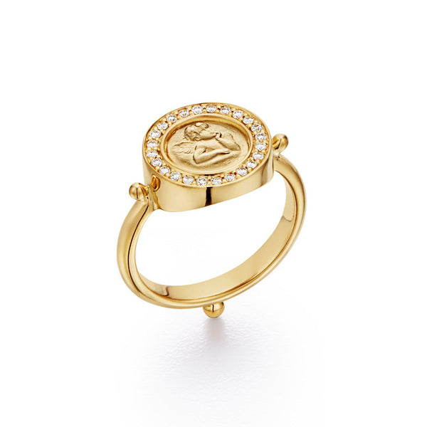 22K Gold 'Sai Baba' Ring with Cz For Men - 235-GR6593 in 6.650 Grams