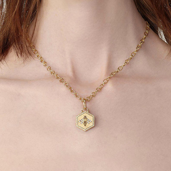18K Cutout Bee Pendant