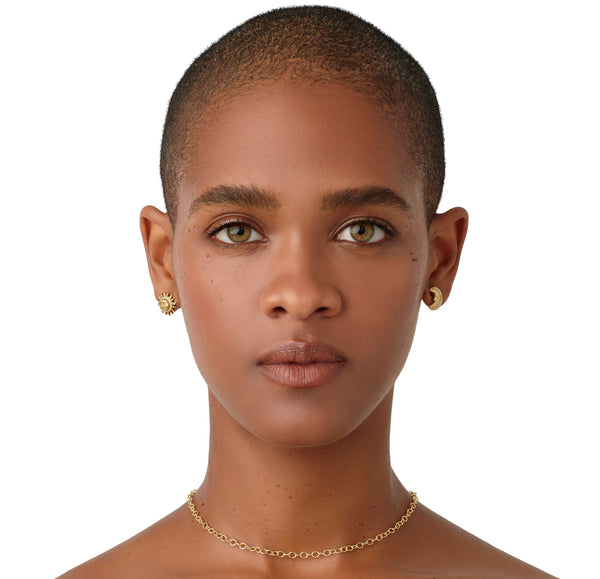 18K Sole Luna Post Earrings