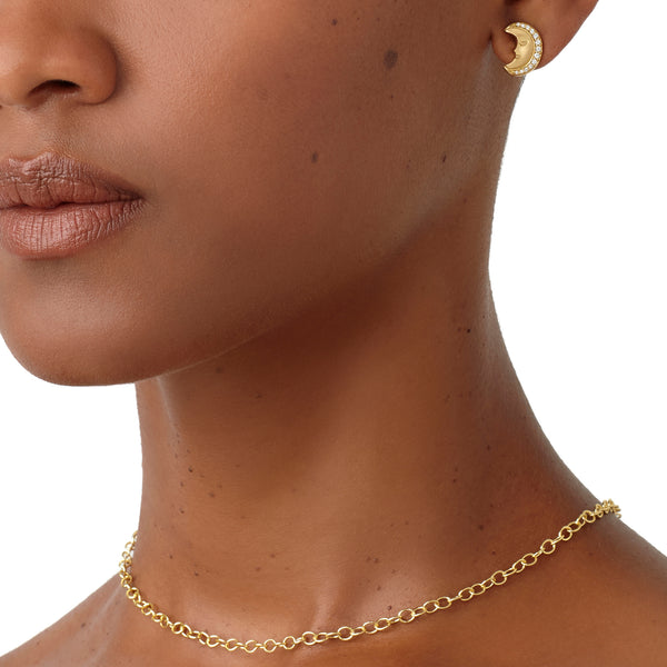 18K Sole Luna Post Earrings