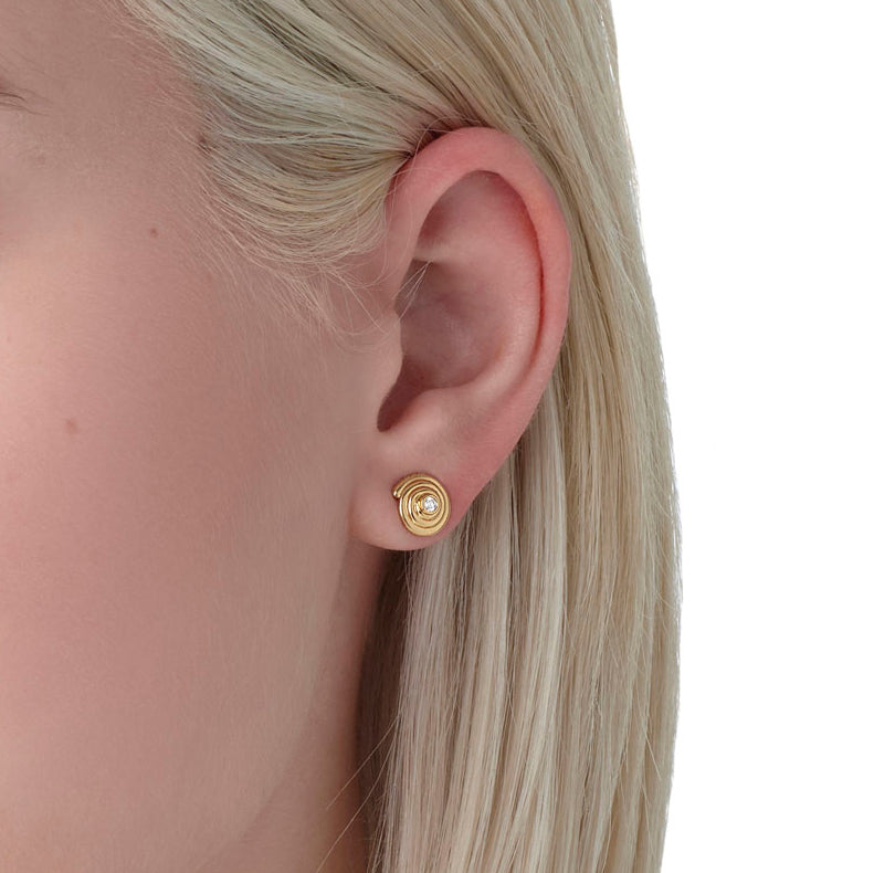 18K Spiral Diamond Earrings