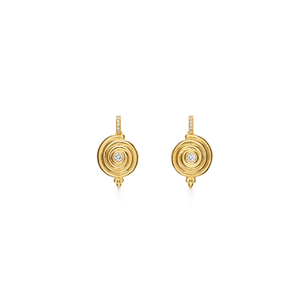 18K Spiral Diamond Drop Earrings