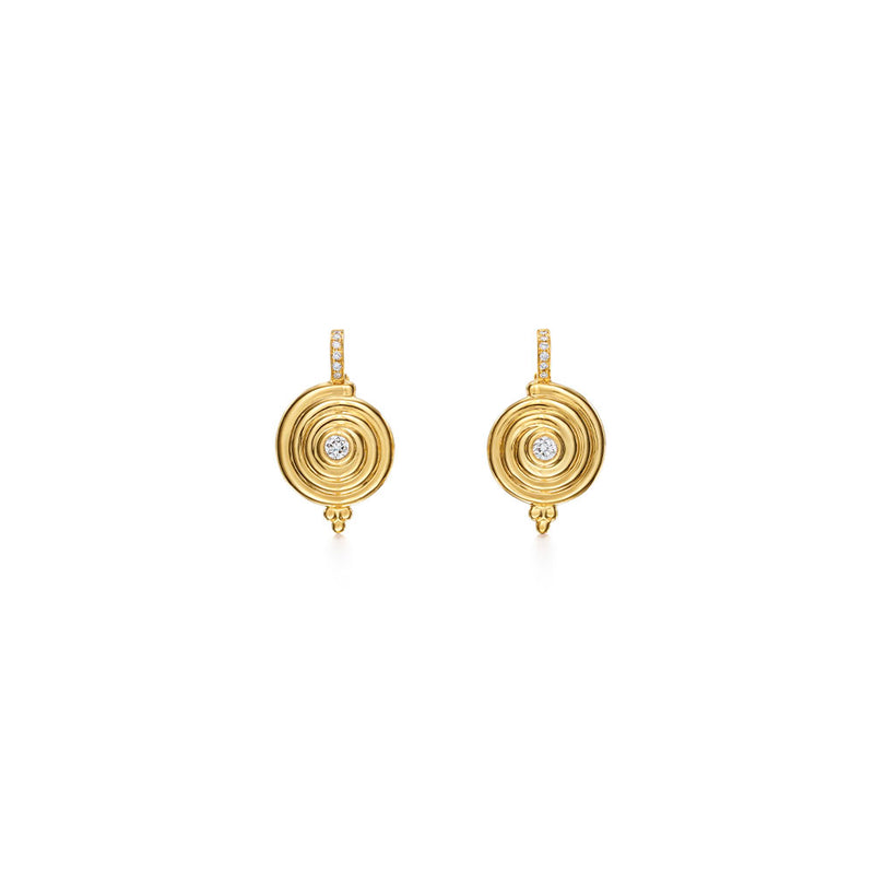 18K Spiral Diamond Drop Earrings