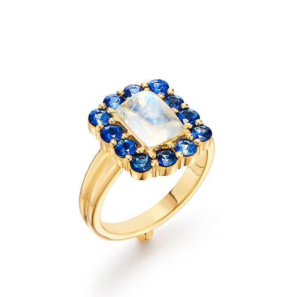 18K Blue Moonstone Color Theory Ring