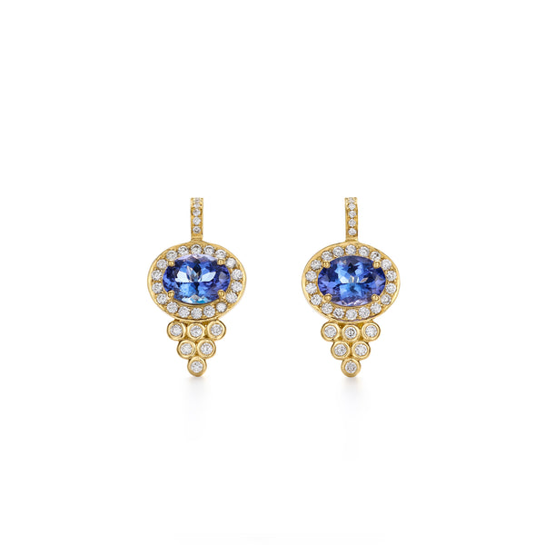 18K Halo Oval Earrings