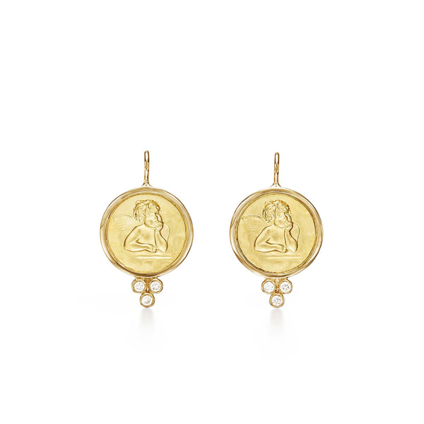 Gold angel earrings deals