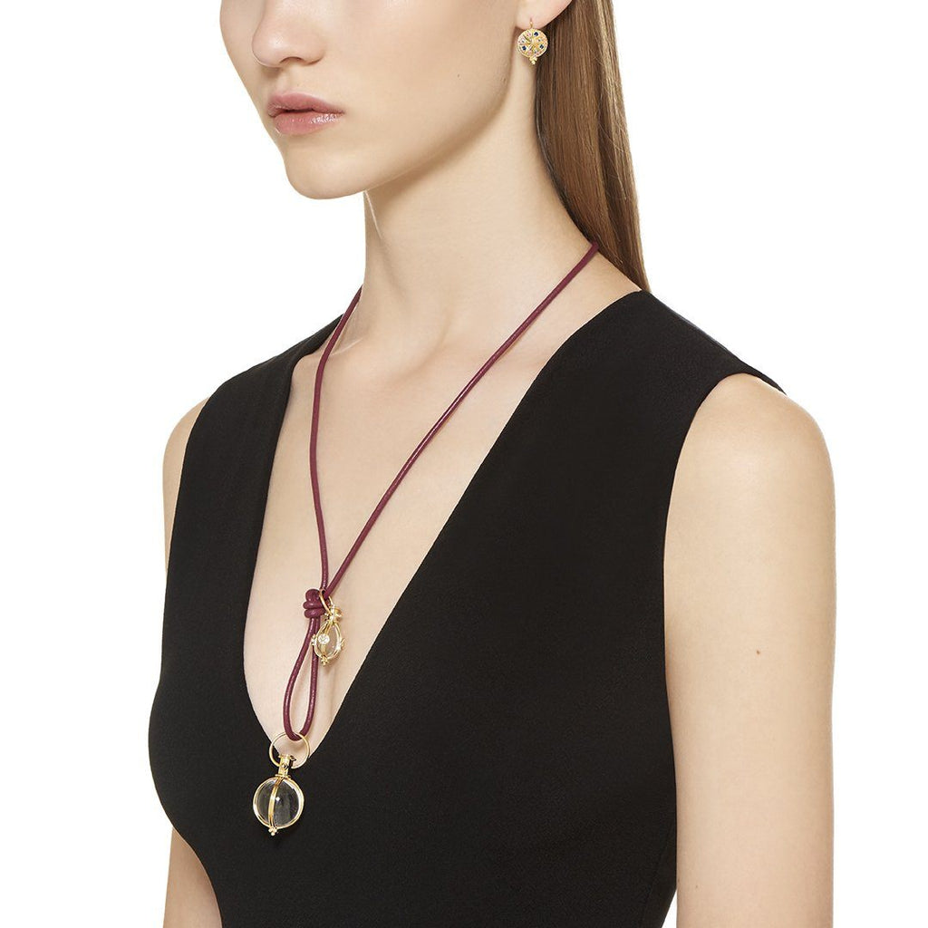 Temple St. Clair Leather Cord Necklace in Brown/Gold
