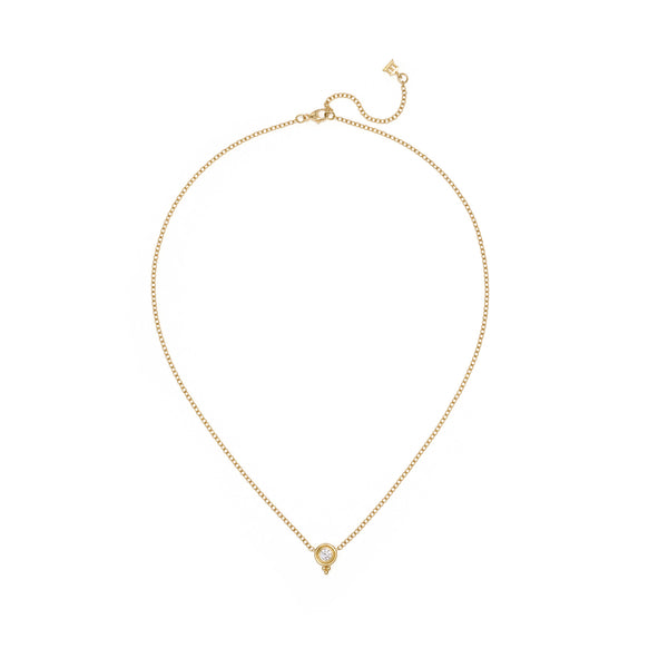 18K Single Diamond Temple Necklace